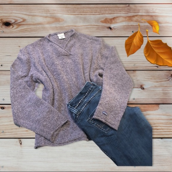 Columbia Sweaters - COLUMBIA TEXTURED FUZZY ROLLED HEM PURPLE SWEATER SIZE LARGE